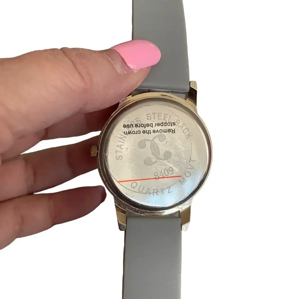 Charming Charlie Grey Navy Anchors Away Rhinestone Bezel Quartz Movement Watch